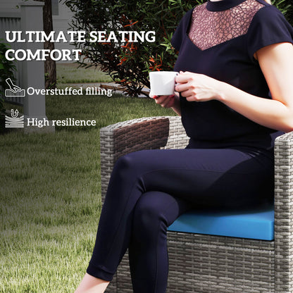Outsunny Outdoor Seat Cushion Pads for Rattan Furniture, 3 PCs Garden Furniture Cushions,  Sky Blue