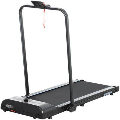 HOMCOM Foldable Walking Treadmill, with LED Display and Wheels, for Home, Office, Gym, Blue 