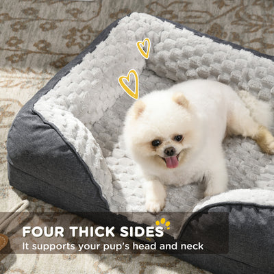 PawHut Calming Dog Bed Pet Mattress w/ Removable Cover, Anti-Slip Bottom, for Small Dogs, 70L x 50W x 18Hcm - Charcoal Grey 