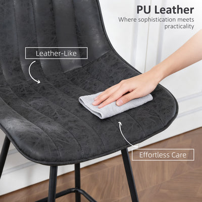 HOMCOM Set of 2 PU Leather Swivel Bar Stools - Black 