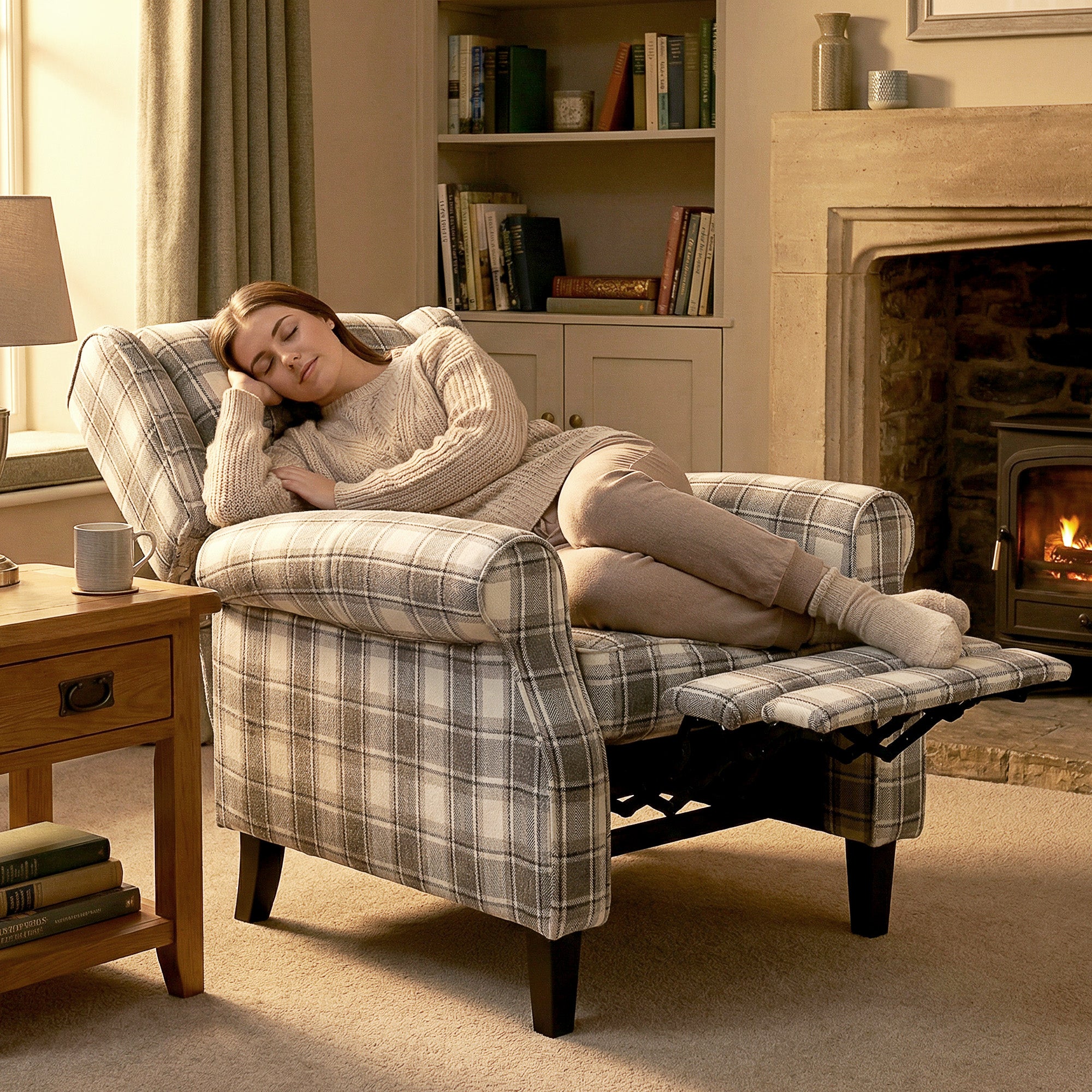 HOMCOM 160° Reclining Armchair, with Footrest - Grey and White 
