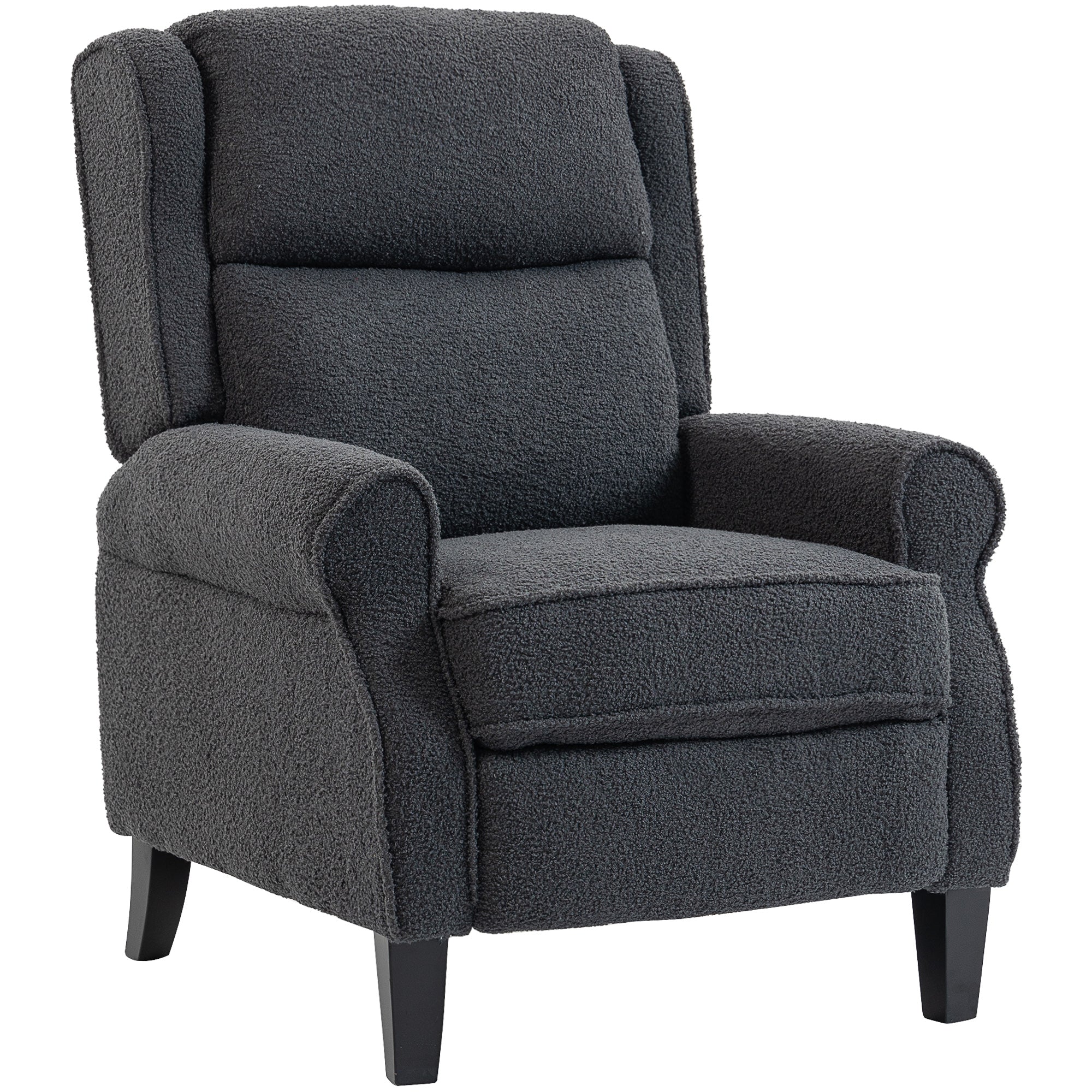HOMCOM 132° Recliner Armchair, with Extended Footrest - Dark Grey 