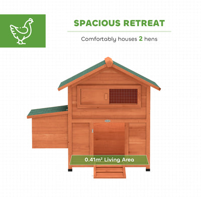 PawHut Chicken Coop, Wooden Hen House with Nesting Box, Pull-Out Tray, Sliding Window, Waterproof Roof, Perches and Ramp 