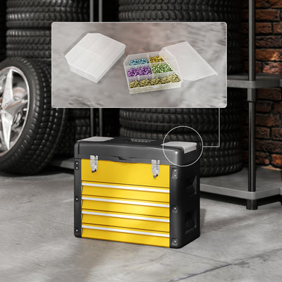 HOMCOM 4 Drawers Large Toolbox - Yellow 