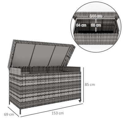 Outsunny 627 L Rattan Storage Box - Dark Grey 