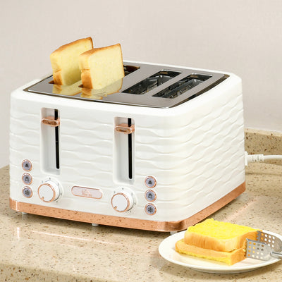 HOMCOM Four-Slice Rippled Toaster - White 