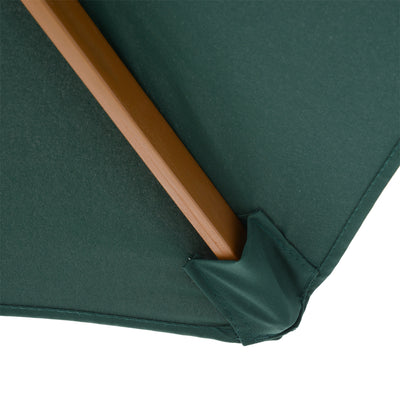 Outsunny 2.5m Wood Garden Parasol Sun Shade Patio Outdoor Wooden Umbrella Canopy Green 