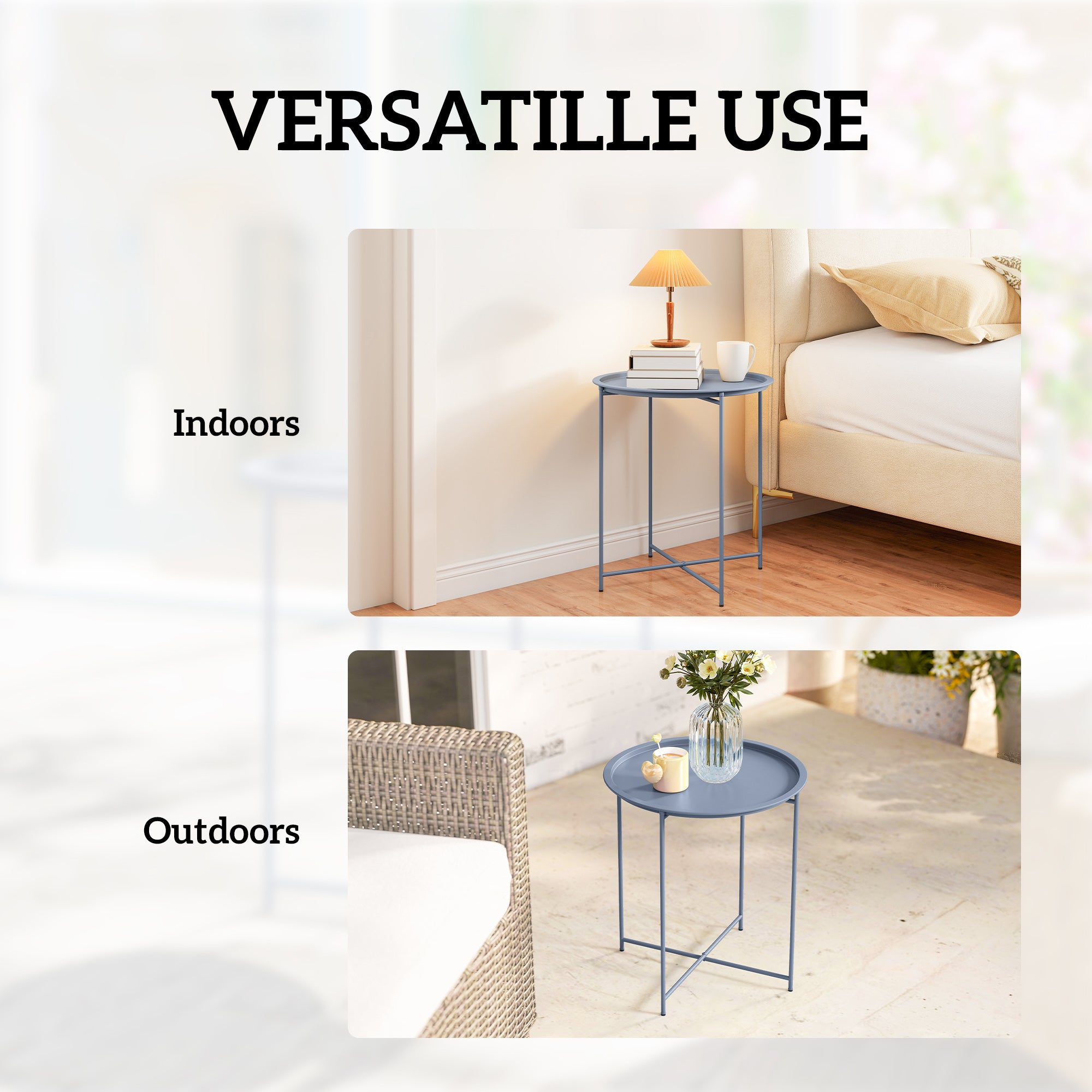 Outsunny Steel Removable Tray Top Garden Table - Blue Grey 
