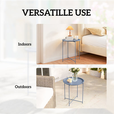 Outsunny Steel Removable Tray Top Garden Table - Blue Grey 
