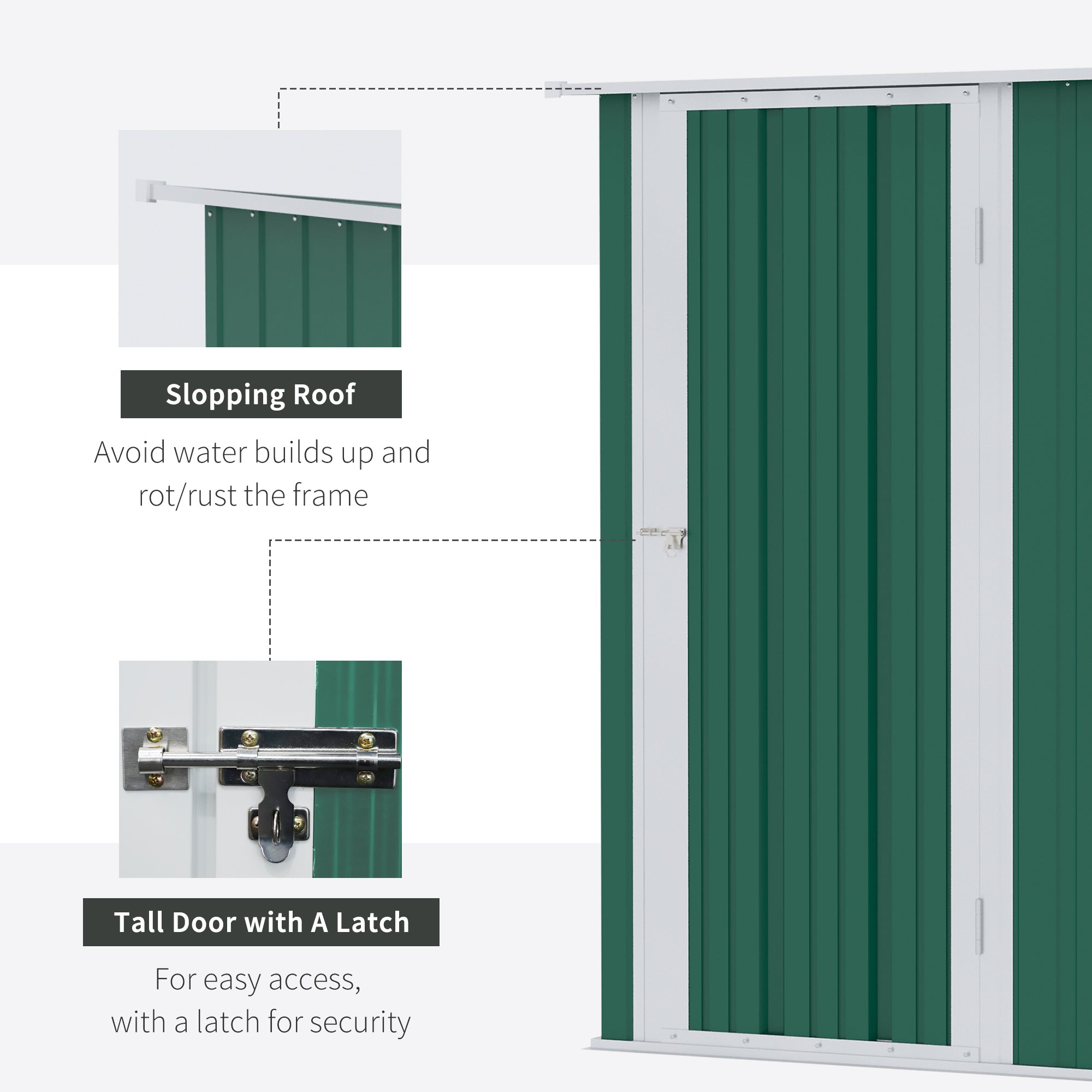Outsunny 5ft x 3ft Metal Garden Storage Shed, Outdoor Tool Shed with Sloped Roof, Lockable Door for Tools, Equipment, Green 