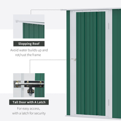 Outsunny 5ft x 3ft Metal Garden Storage Shed, Outdoor Tool Shed with Sloped Roof, Lockable Door for Tools, Equipment, Green 