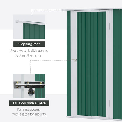 Outsunny 5ft x 3ft Metal Garden Storage Shed, Outdoor Tool Shed with Sloped Roof, Lockable Door for Tools, Equipment, Green 