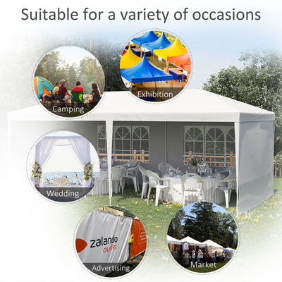 Outsunny 6 x 3 m Party Tent Gazebo Marquee Outdoor Patio Canopy Shelter with Windows and Side Panels White 
