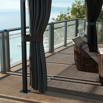 Outsunny 4 x 3m Aluminium Frame Hard Gazebo, with Accessories - Brown 
