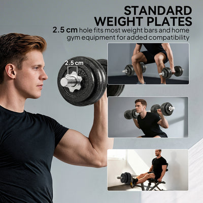 SPORTNOW 2-in-1 Adjustable Dumbbells Set, 30kg Cast Iron Weights Dumbbells Set with Non-Slip Grip for Strength Training, Weight Lifting, Bodybuilding, Home Gym Workout Equipment for Men & Women 