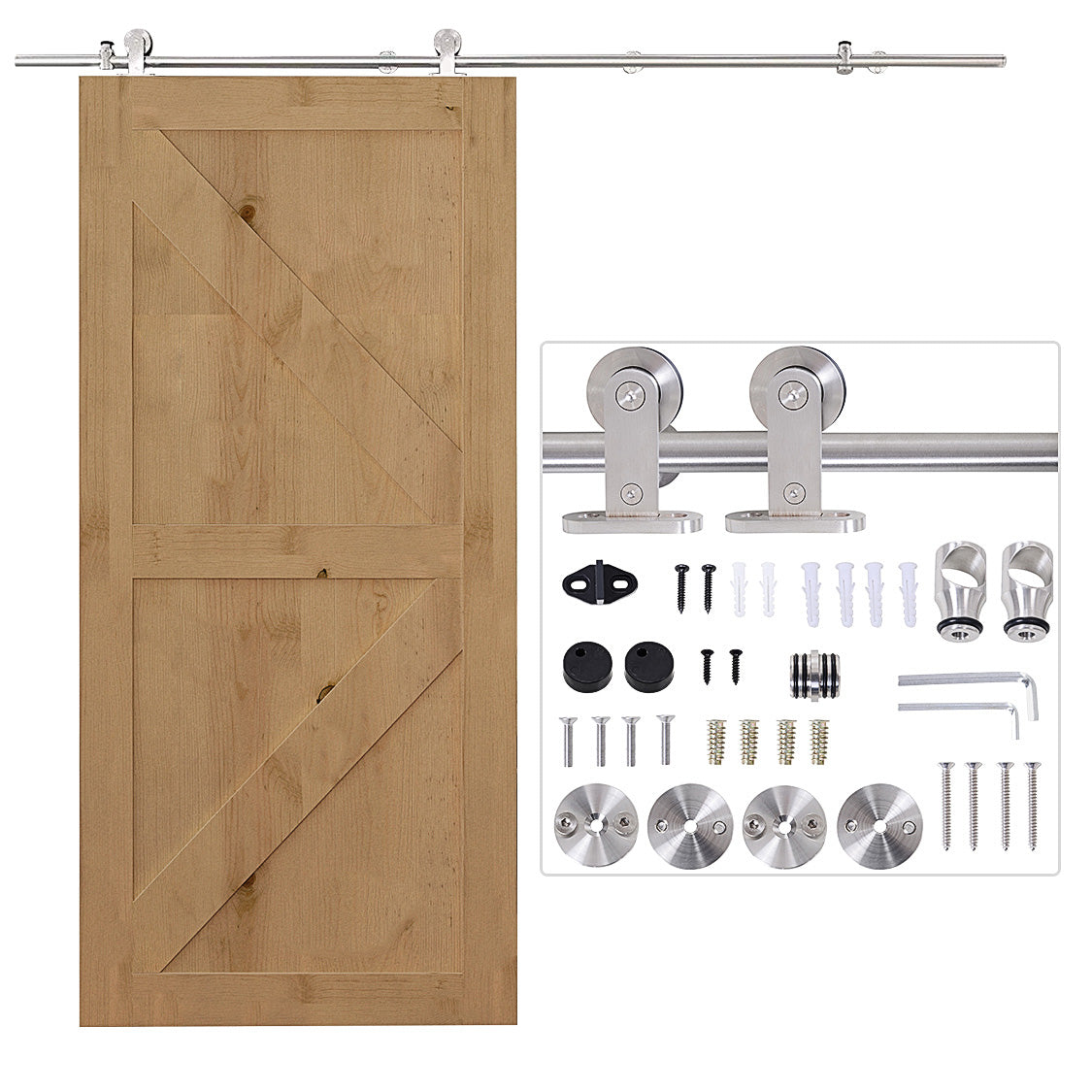 HOMCOM Wooden Sliding Door Kit Stainless Steel Smooth Operation Hardware Track Kit System Unit For Single Door 2000mm 
