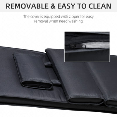 Outsunny Garden Sun Lounger Cushion Replacement Thick Sunbed Reclining Chair Relaxer Pad with Pillow - Black 