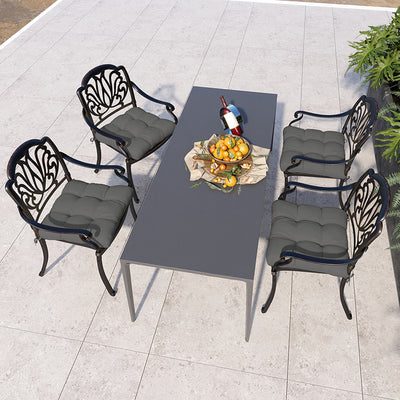 Outsunny 4-Piece Seat Cushion Pillows Replacement, Patio Chair Cushions Set with Ties for Indoor Outdoor, Charcoal Grey 