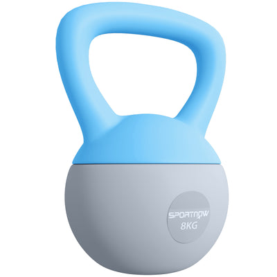 SPORTNOW 8KG Soft Kettlebell, Kettlebell with Non-Slip Handle for Home Gym, Weight Lifting, Strength Training, Light Blue/Grey 
