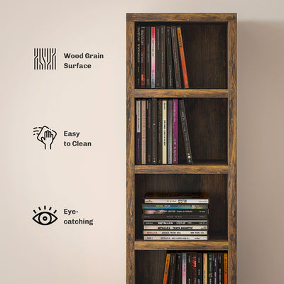 HOMCOM 204 CD Tall Narrow Media Storage Tower - Rustic Brown 