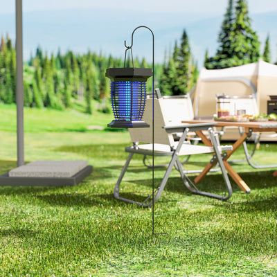 Outsunny 2-in-1 Electric Fly Zapper with UVA Light, Hanging Garden Lantern, Solar and USB-DC Rechargeable Insect Mosquito Bug Zapper, Fly Killer for Indoor and Outdoor Use, Black 