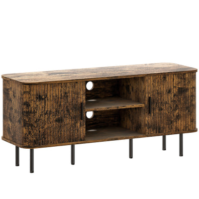 HOMCOM TV Stand Cabinet for TVs up to 55 Inches, TV Unit with Storage Shelves and Cupboard for Living Room, Rustic Brown 