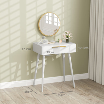 HOMCOM Dressing Table with Round Mirror - White