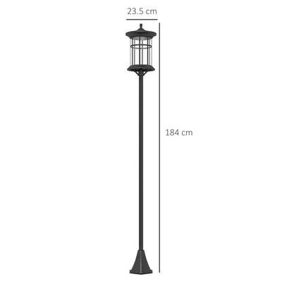 Outsunny Set of Two 1.8m Traditional Style Solar Lamp Posts - Black 