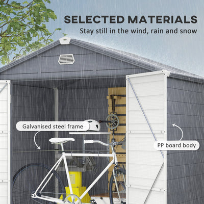 Outsunny 7.9ft x 6.2ft Aluminium Frame and Plastic Wall Shed, with Foundation - Grey 