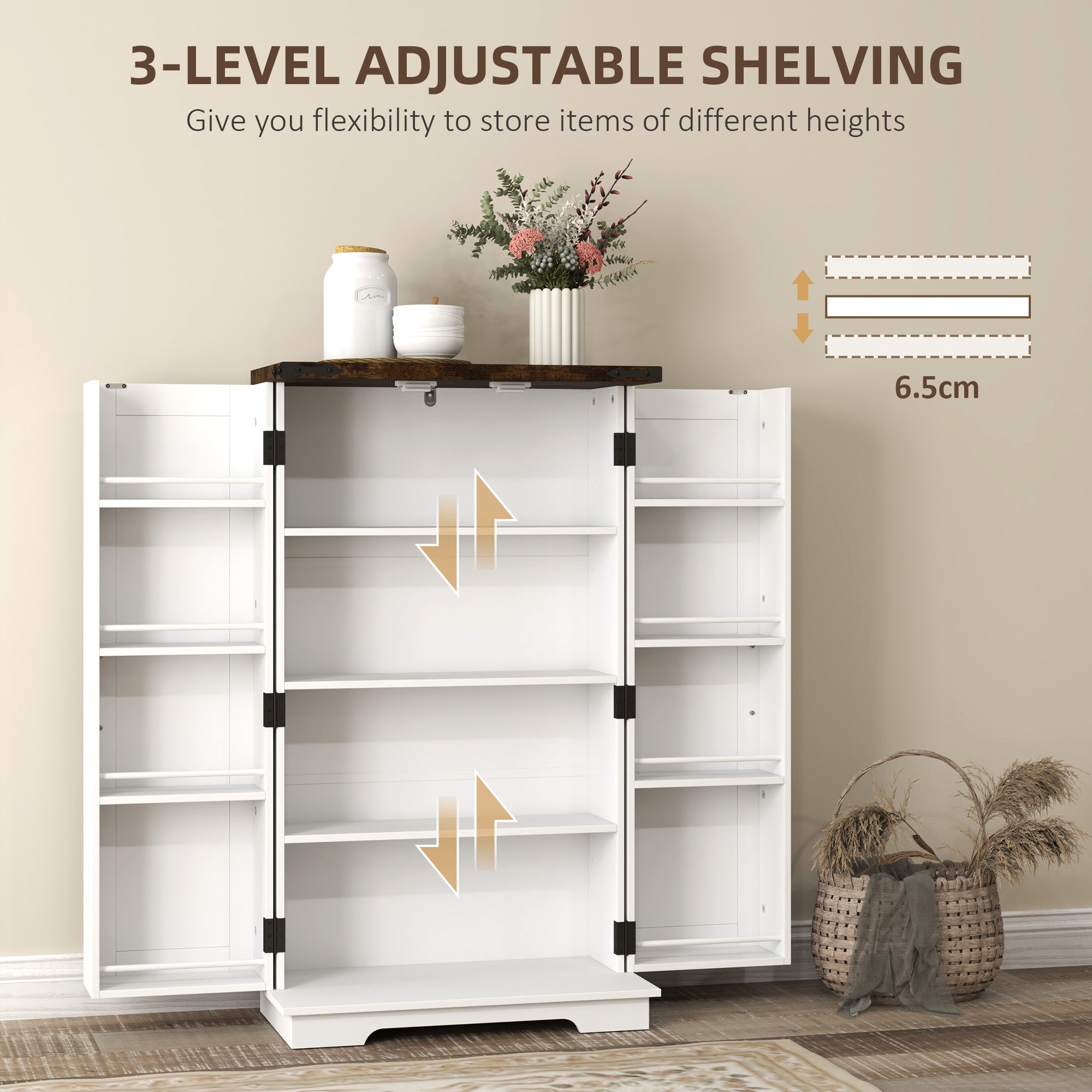 HOMCOM Multi-Storage Farmhouse Style Cabinet - White 