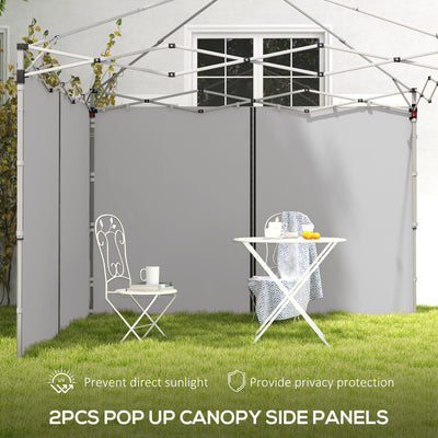 Outsunny Set of Two 3 x 3(m) Replacement Zipped Gazebo Walls - Grey 