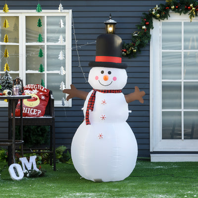 HOMCOM 6ft Giant Inflatable Snowman Christmas Decoration w/ LED Lights Accessories Cute Family Fun Seasonal Outdoor Indoor 