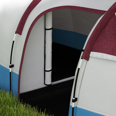 Outsunny Camping Tent, Large Tunnel Tent with Bedroom and Living Area, 2000mm Waterproof, Portable with Bag for 2-3 Man, Red 