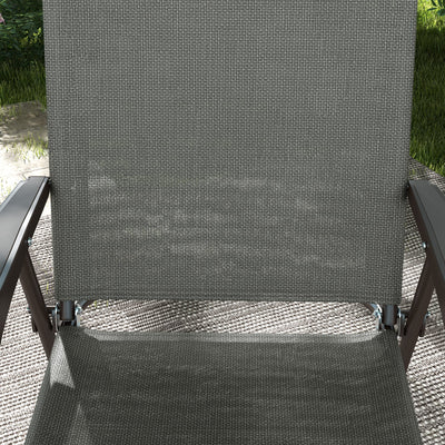 Outsunny Set of Two Folding Garden Chairs, with Fabric Mesh Seats - Dark Grey 