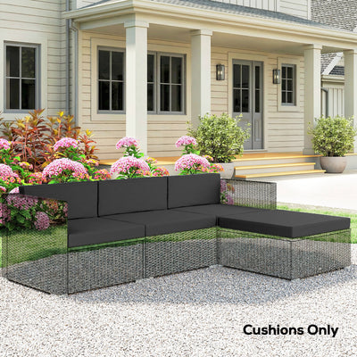 Outsunny 7-Piece Patio Furniture Cushions, Outdoor Loveseat Cushion with Removable Covers for Rattan Furniture, 60x60 cm, Black 