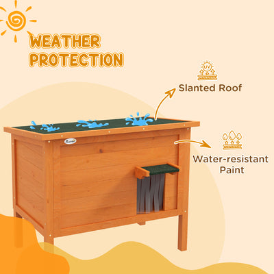 PawHut Feral Cat House, Wooden Insulated with Removable Floor, Water-Resistant Openable Roof - Orange 