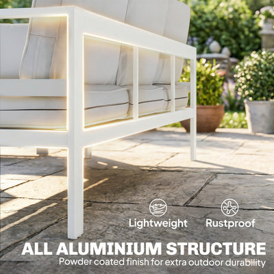 Outsunny 5 Pieces Aluminium Garden Furniture Set with Olefin Cushions, Extra Deep Outdoor Garden Sofa Set, White 