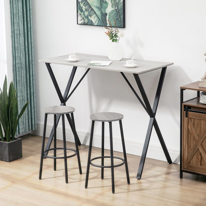 HOMCOM 120 cm Rectangular Bar Table for 4 People, Modern Kitchen Table with Wood Effect Tabletop, Steel Legs, for Living Room, Home Bar, White 