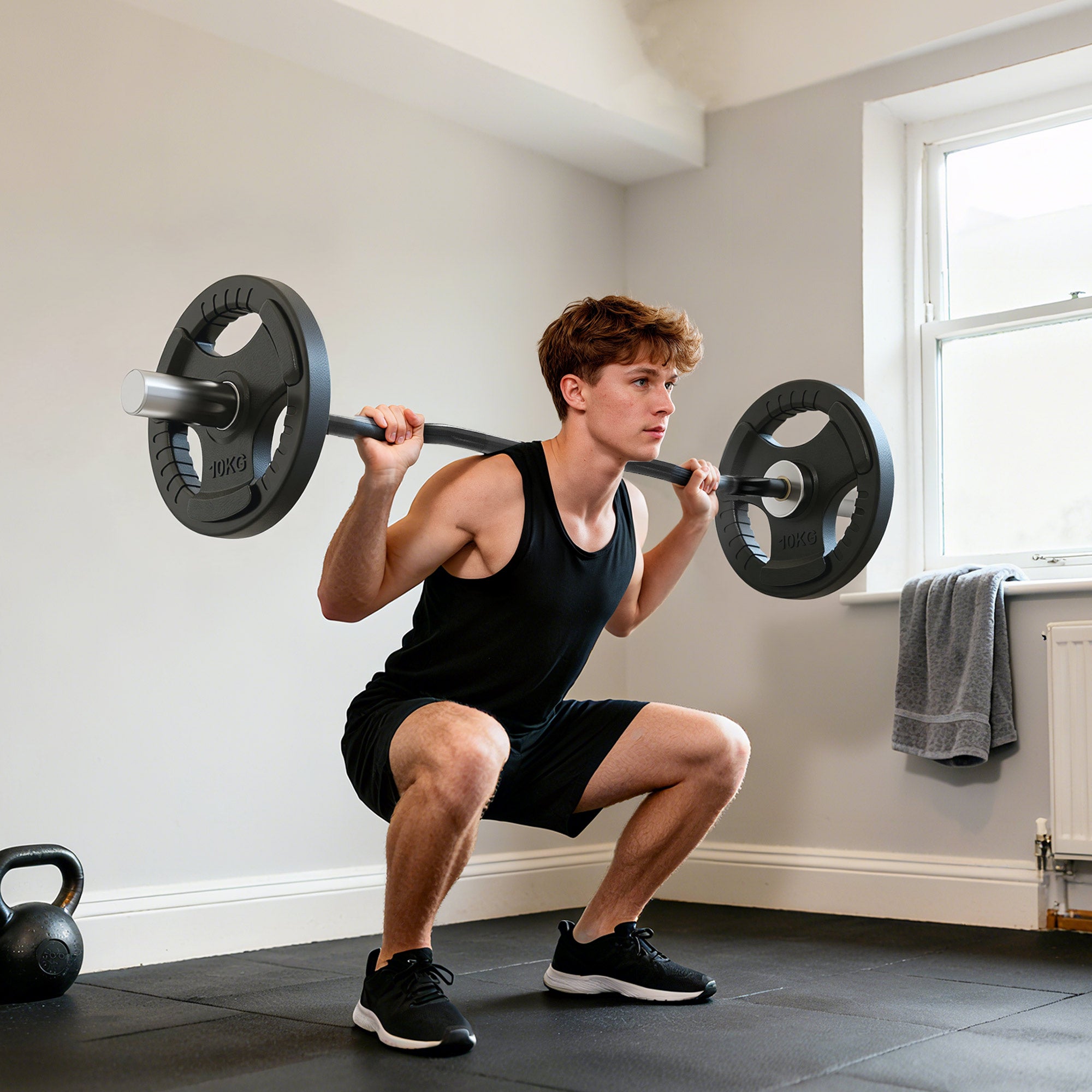 SPORTNOW 4ft Olympic EZ Curl Bar, Barbell Bar for 2" Weight Plates with Non-Slip Hand Grip 120cm 
