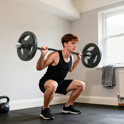 SPORTNOW 4ft Olympic EZ Curl Bar, Barbell Bar for 2" Weight Plates with Non-Slip Hand Grip 120cm 