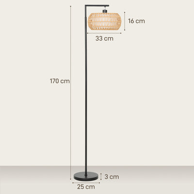 HOMCOM Boho Dimmable Floor Lamp - Black 