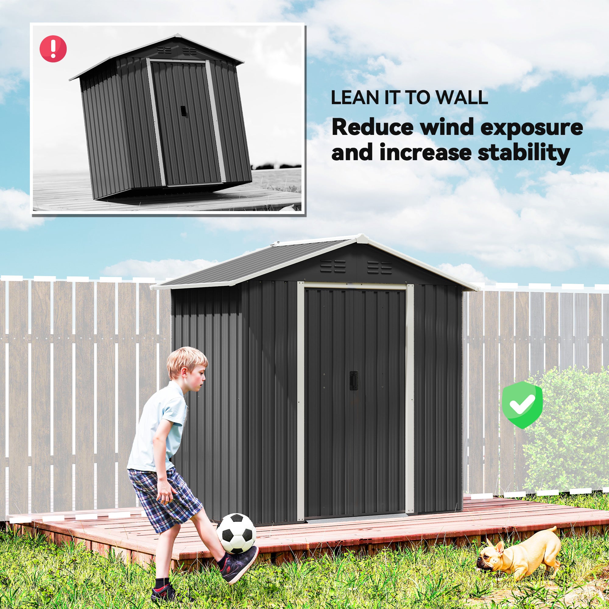 Outsunny 6.5 x 3.5ft Metal Garden Storage Shed - Dark Grey 