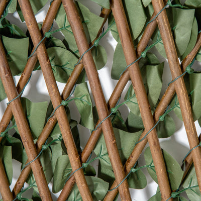 Outsunny 4 Pieces Expanding Trellis Fence, 2m x 1m Decorative Trellis with Artificial Leaves Garden Telescopic Hedge Privacy Screen Greenery Walls for Garden Balcony Home Decor 