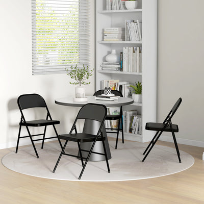 HOMCOM Set of Four Cushioned Folding Chairs - Black 