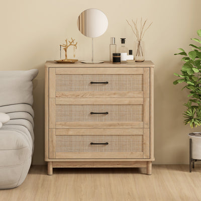 HOMCOM 76 cm Wide Drawer Chest of Drawers with 3 Drawer - Oak 