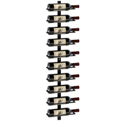 HOMCOM 10-Tier Wall Mount Wine Rack, Steel Wall Wine Rack for 10 Wine Bottles, Wall Wine Display Rack for Kitchen, Dining Room, Home Bar, Black 