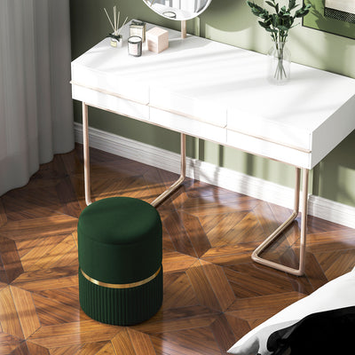 HOMCOM Velvet-Feel Storage Ottoman - Green 