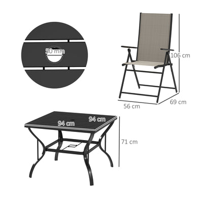 Outsunny Five-Piece Steel Frame Patio Set - Khaki/Black 