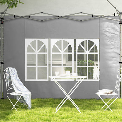 Outsunny Gazebo Side Panels, Sides Replacement with Window for 3x3(m) or 3x4m Pop Up Gazebo, 2 Pack, Grey 
