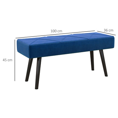 HOMCOM End of Bed Bench with X-Shape Design and Steel Legs, Upholstered Hallway Bench for Bedroom, Blue 